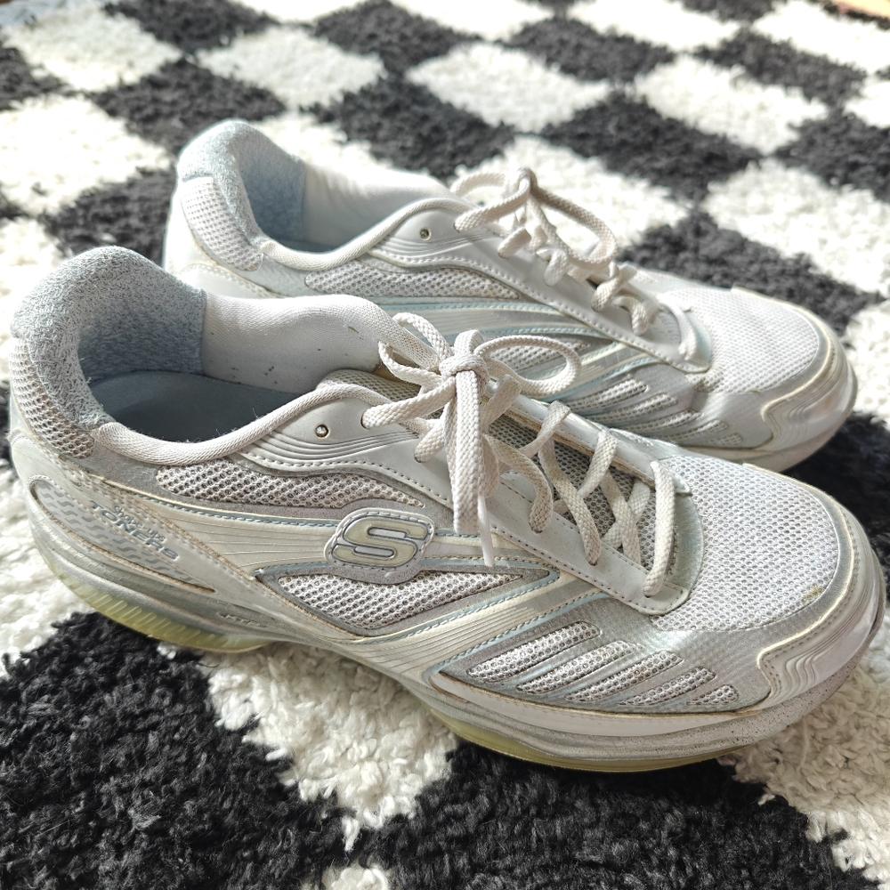 Skechers sparkly shape-ups white sneakers